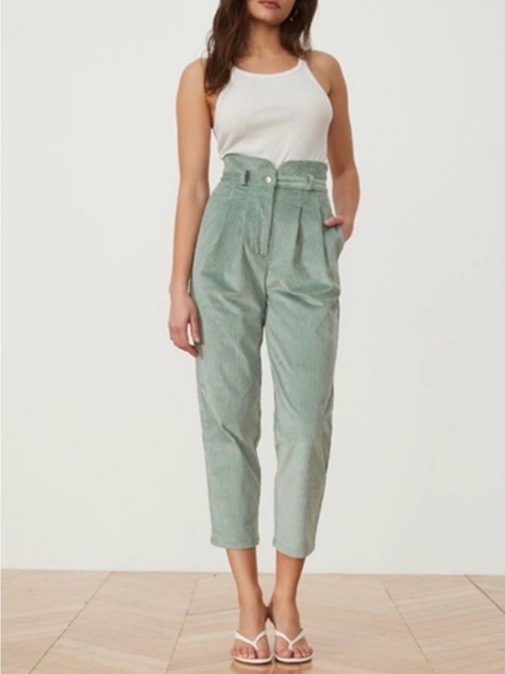 Song Of Style Patricia Corduroy High Rise Pants Green Womens S